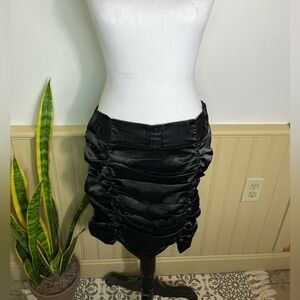 Tess Black Ruched Mini Skirt L Gothic Y2K Club Avant Garde Whimsigoth Steampunk